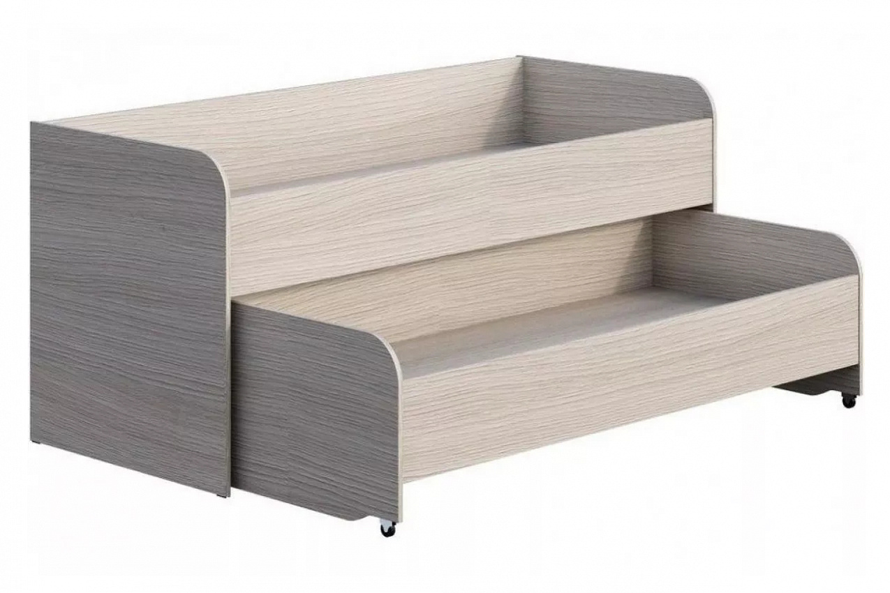 Выдвижная кровать для двоих детей с ящиками с бортиками